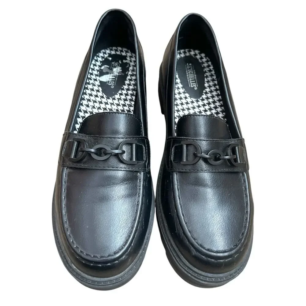 Seychelles Betty Black Chain Detail Chunky Retro Platform Loafer 8.5
